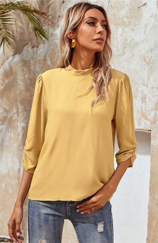 Under The Sun Yellow Long Sleeve Blouse