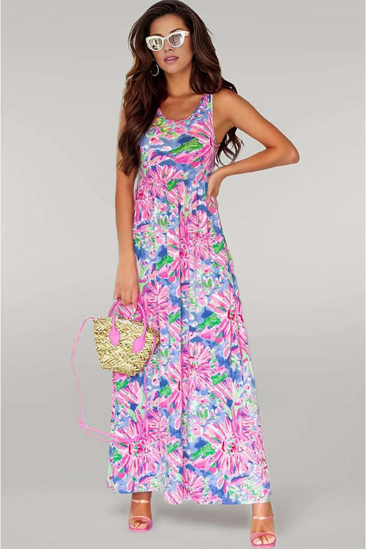 Eleanor Floral Round Neck Sleeveless Dress