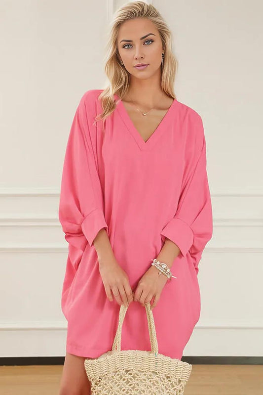 Fly Away V-Neck Batwing Sleeve Mini Dress