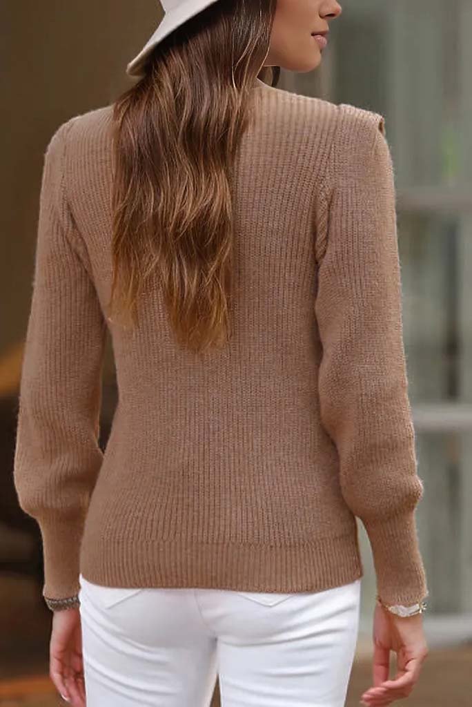Lenora Notched Long Sleeve Sweater