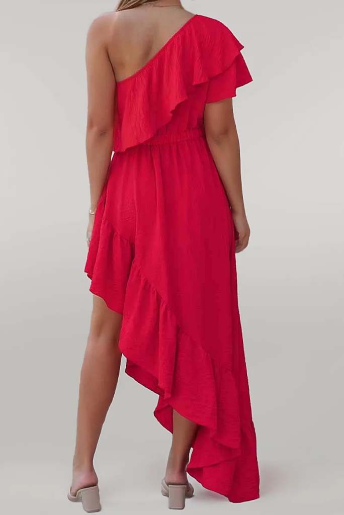 Look At Me One-Shoulder Asymmetrical Midi Dress