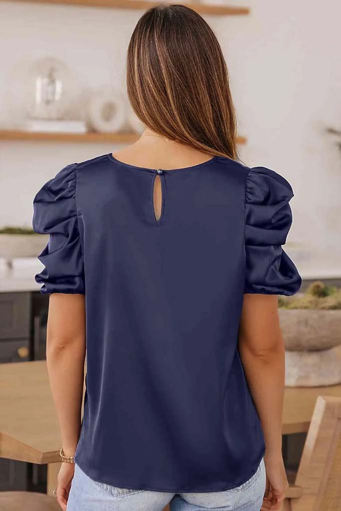 Maya Puff Sleeve Round Neck Blouse