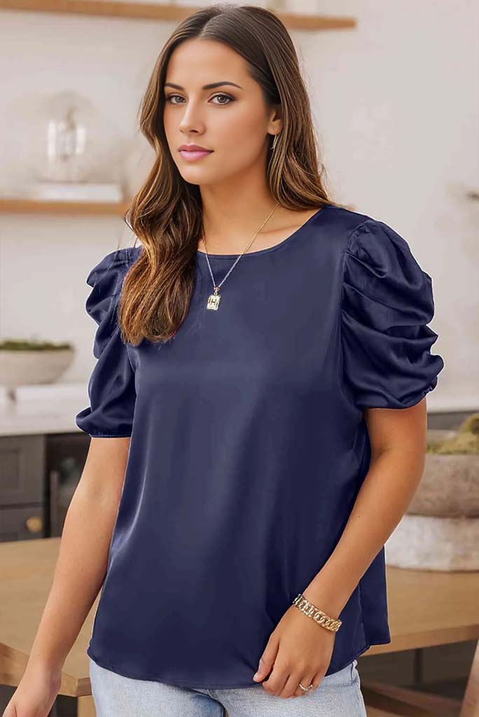 Maya Puff Sleeve Round Neck Blouse