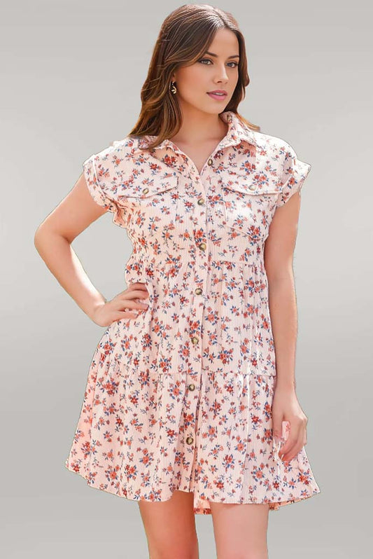 Sarah Floral Button Down Mini Dress