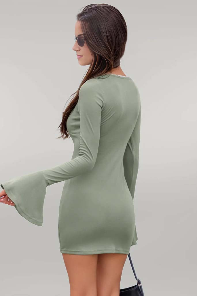 With A Twist Flare Sleeve Mini Dress