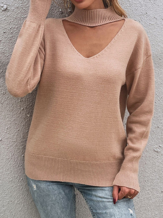 Adelynn Cutout Mock Neck Sweater