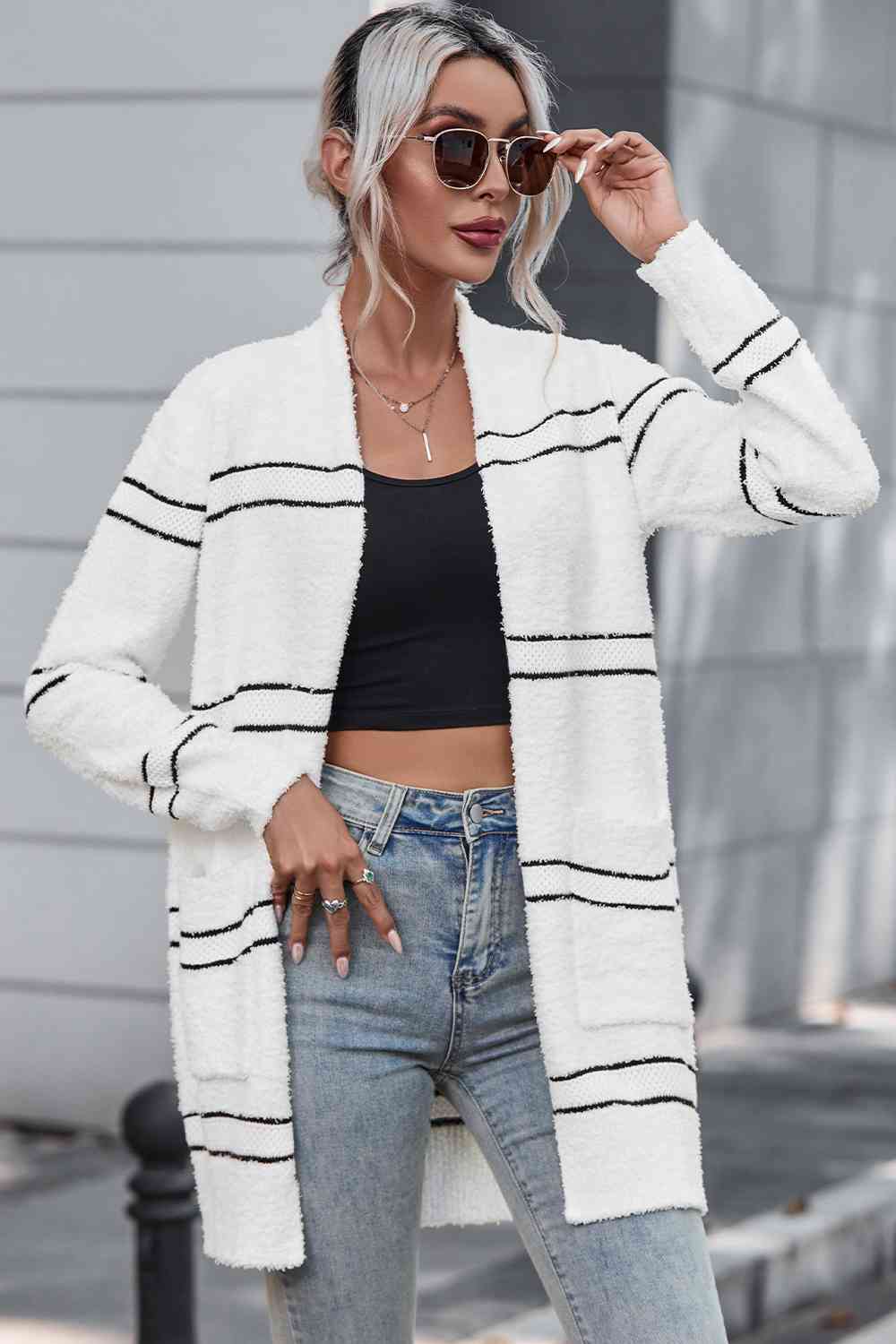 Ramona Striped Open Front Cardigan