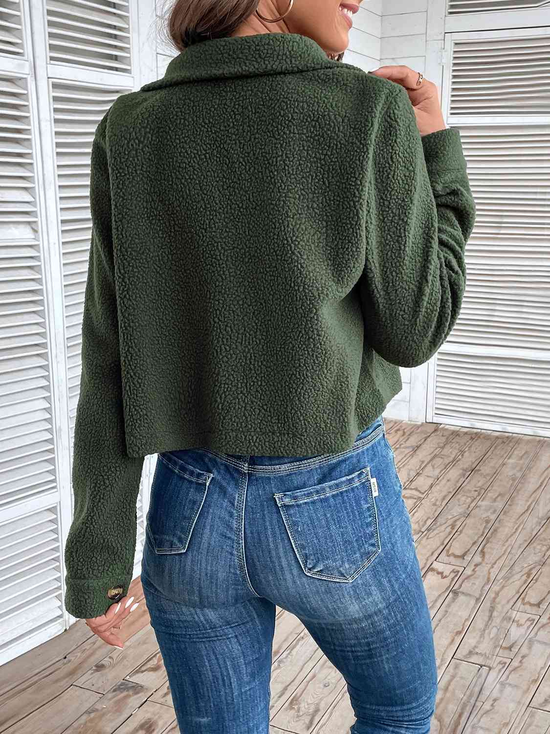 Lucky Me Collared Neck Button Front Jacket
