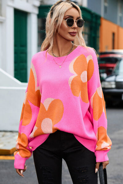 Flower Power Round Neck Sweater