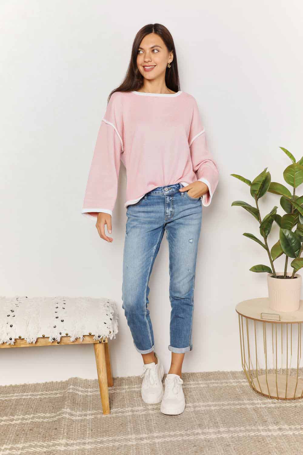 Tiana Contrast Detail Knit Top