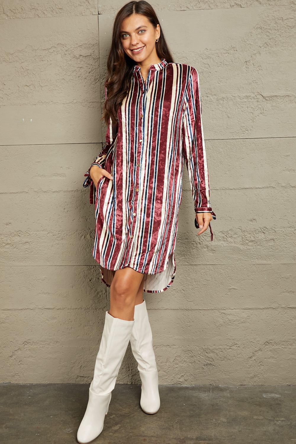 Marissa Velvet Striped Mini Dress