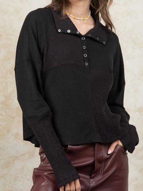Annabelle Ribbed Knit Long Sleeve Top