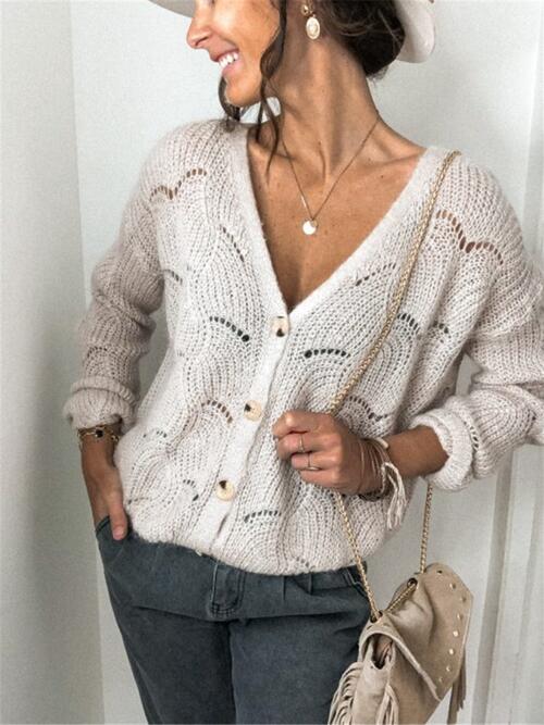 Virginia Openwork Button Up Long Sleeve Cardigan