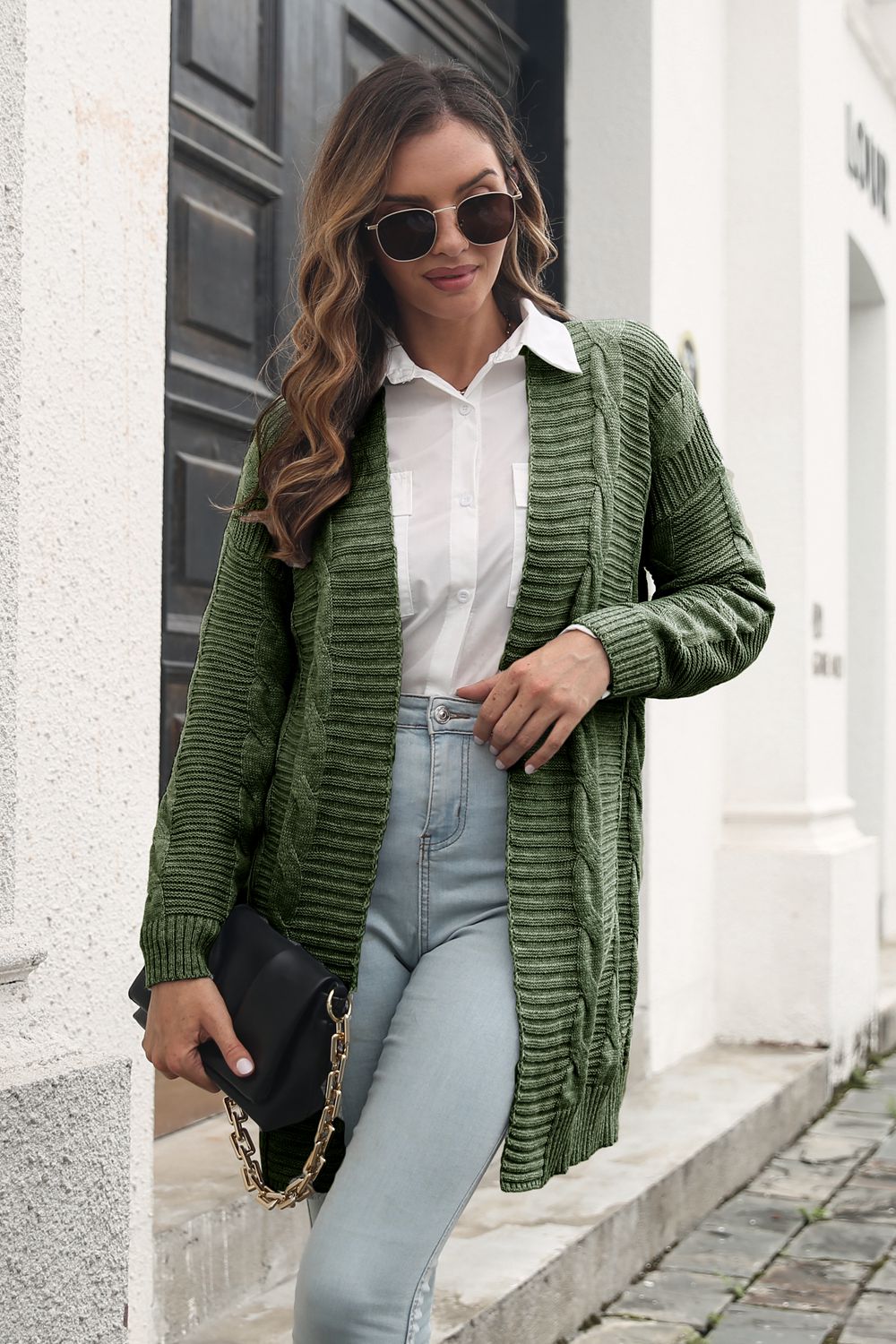 Here For It Cable-Knit Cardigan