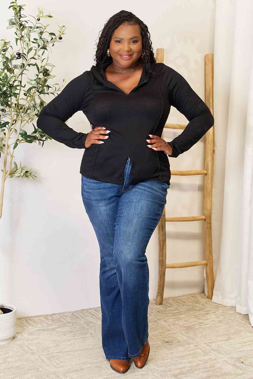 Teagan Exposed Seam Long Sleeve Hoodie
