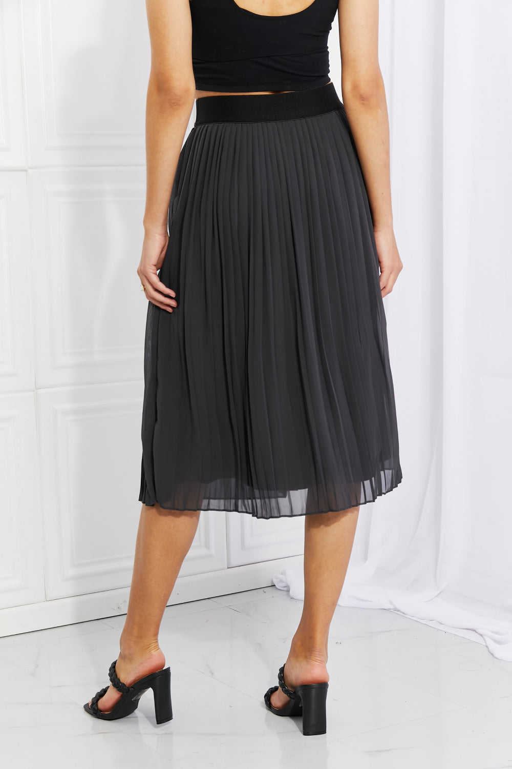 Romantic Pleated Chiffon Midi Skirt