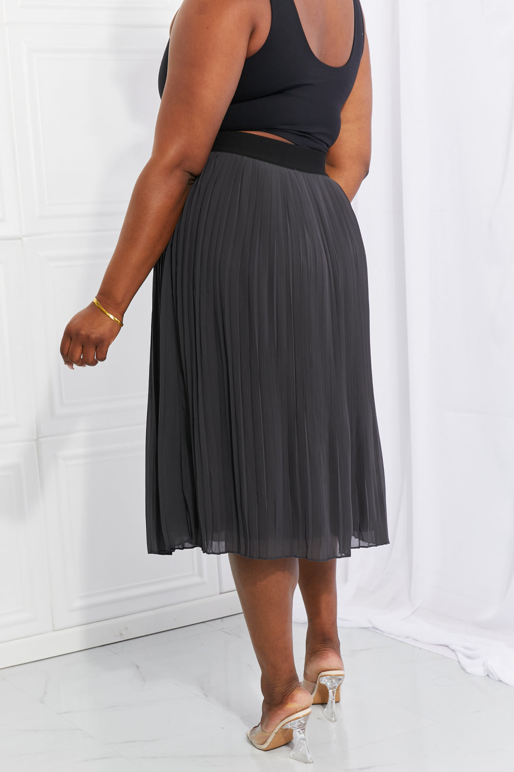 Romantic Pleated Chiffon Midi Skirt