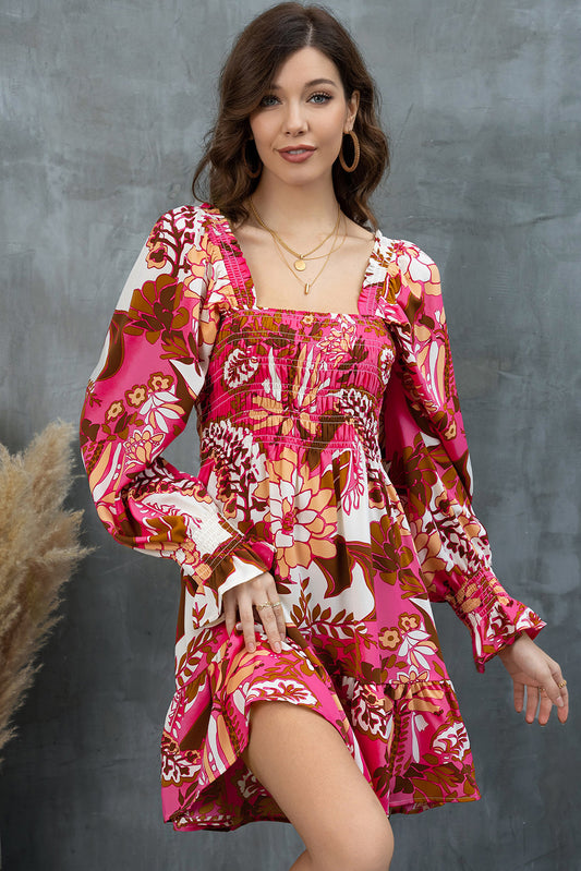 Nora Floral Flounce Sleeve Dress