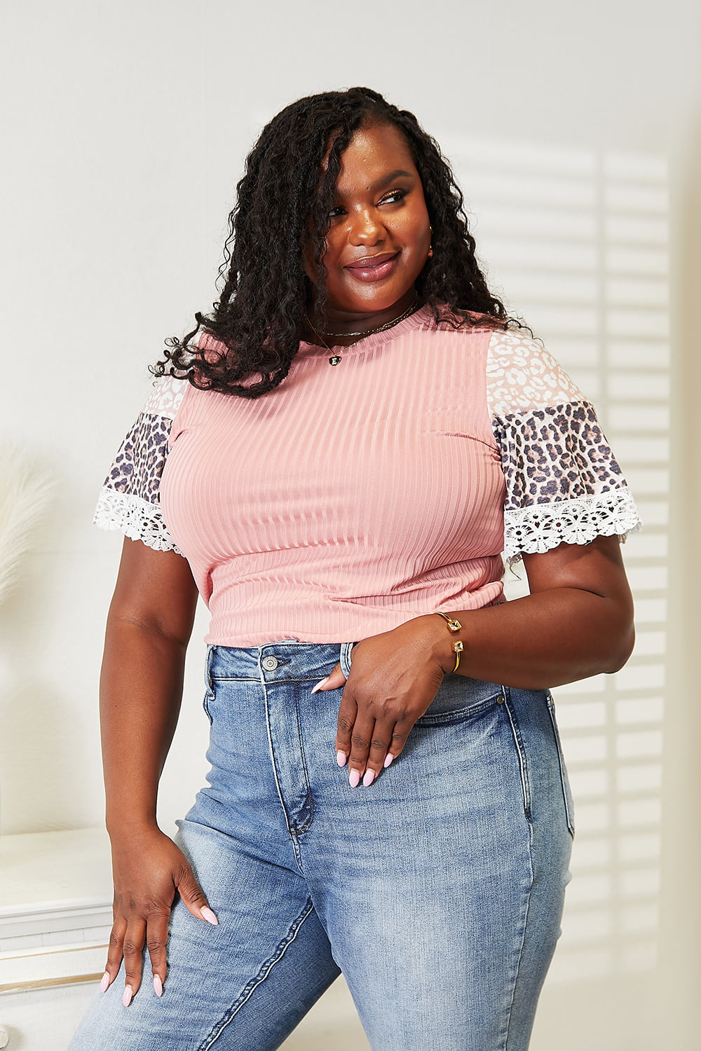 Untamed Leopard Lace Trim Top