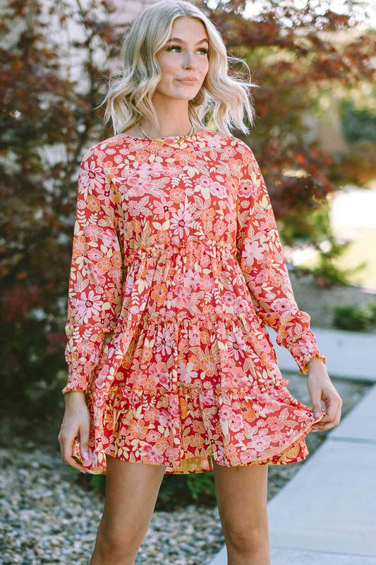 Adelaide Floral Long Sleeve Tiered Dress