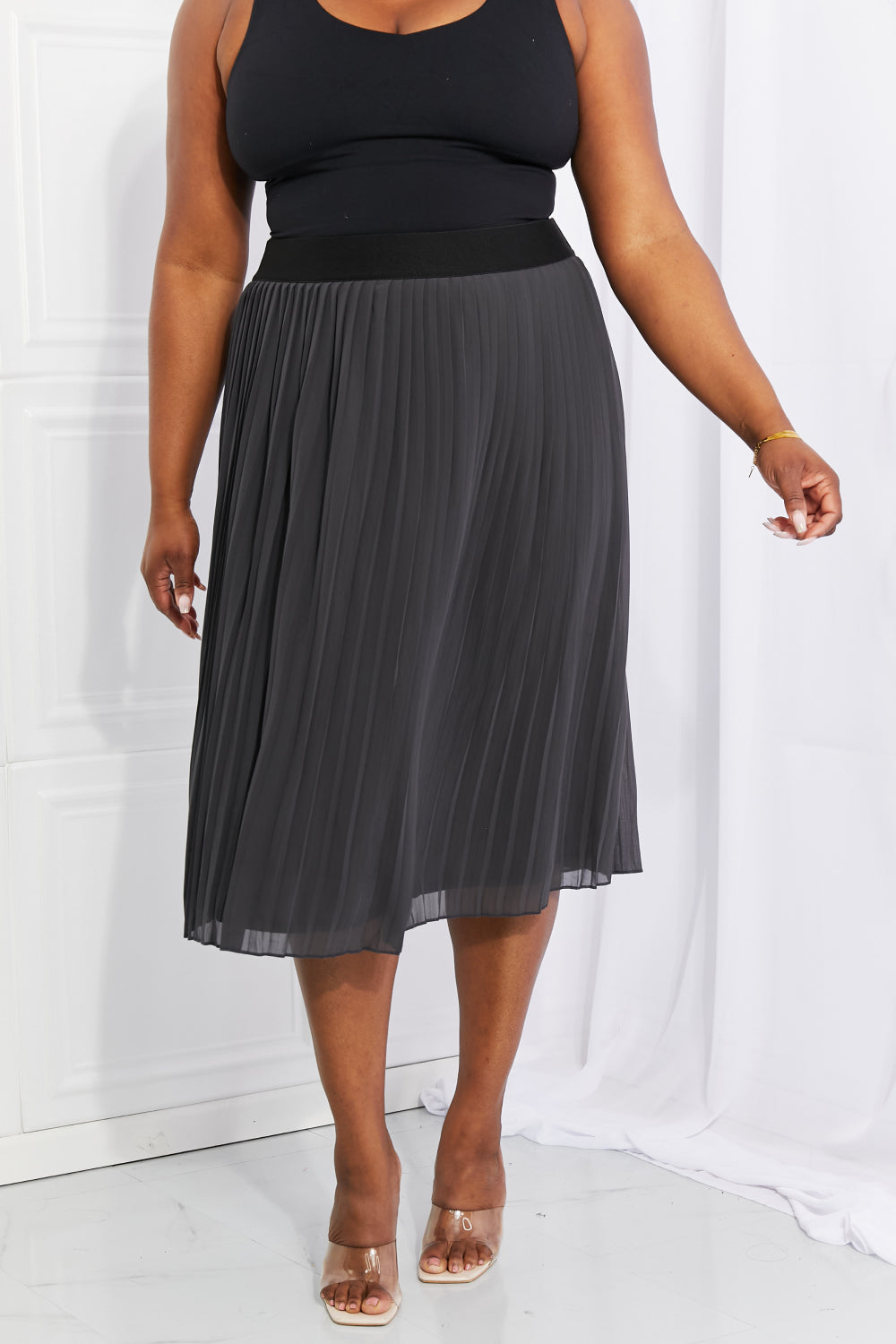 Romantic Pleated Chiffon Midi Skirt