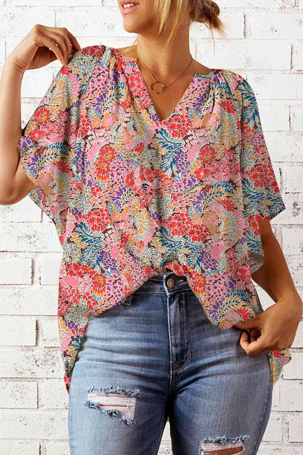 Hannah Floral Flutter Sleeve Blouse