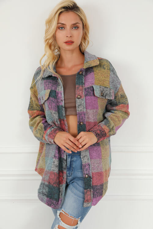 Alexa Plaid Button Front Jacket