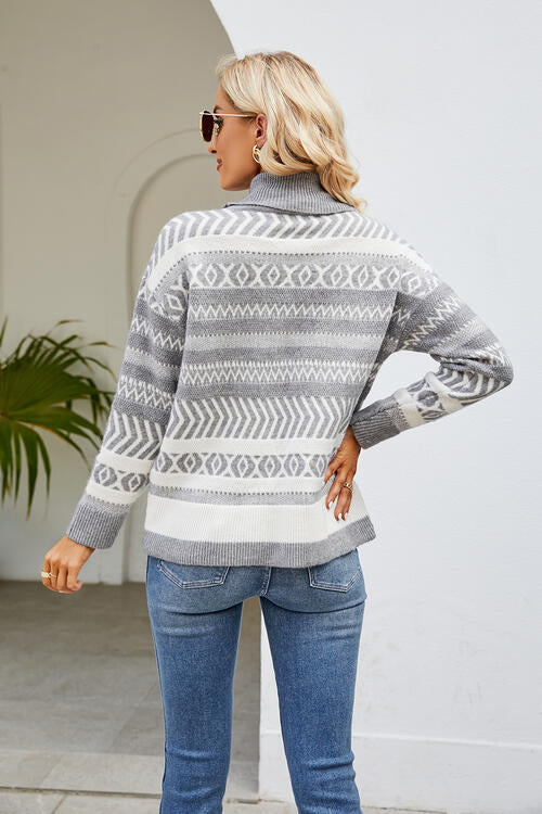 Season's Greetings Turtleneck Long Sleeve Sweater