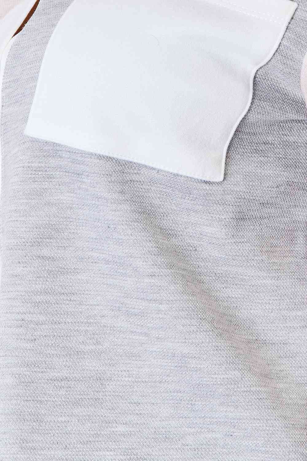 Della Color Block Curved Hem Shirt