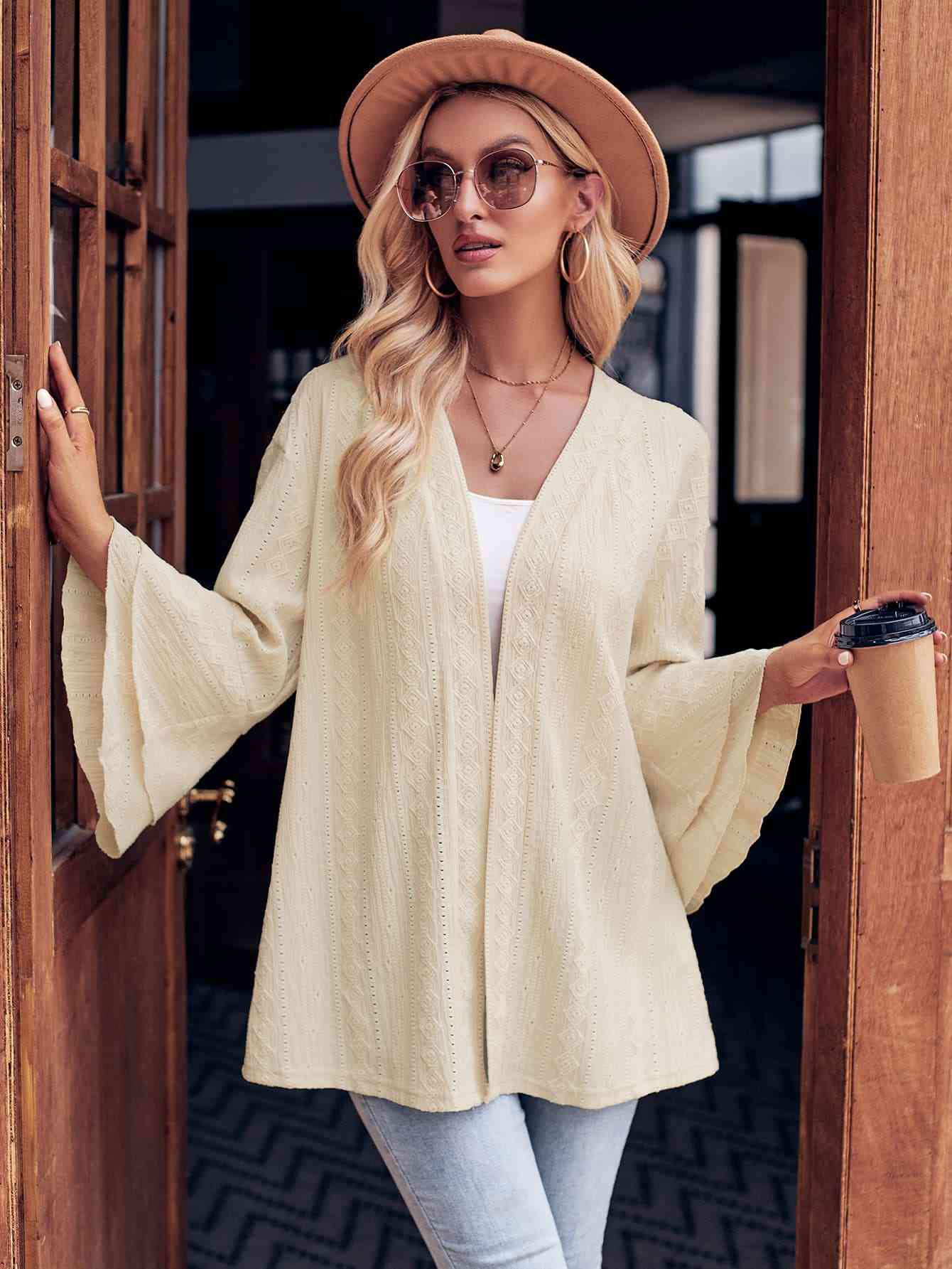 Anne Eyelet Bell Sleeve Cardigan