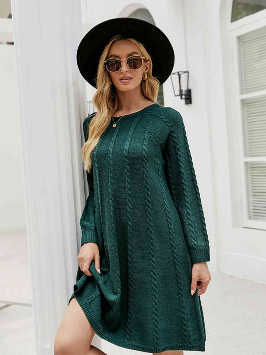 Elianna Cable-Knit Long Sleeve Sweater Dress