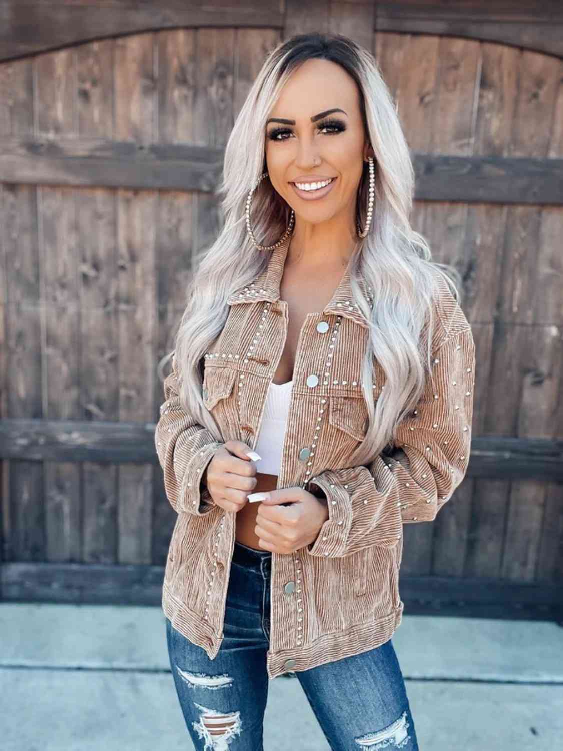 Alisson Studded Button Down Jacket