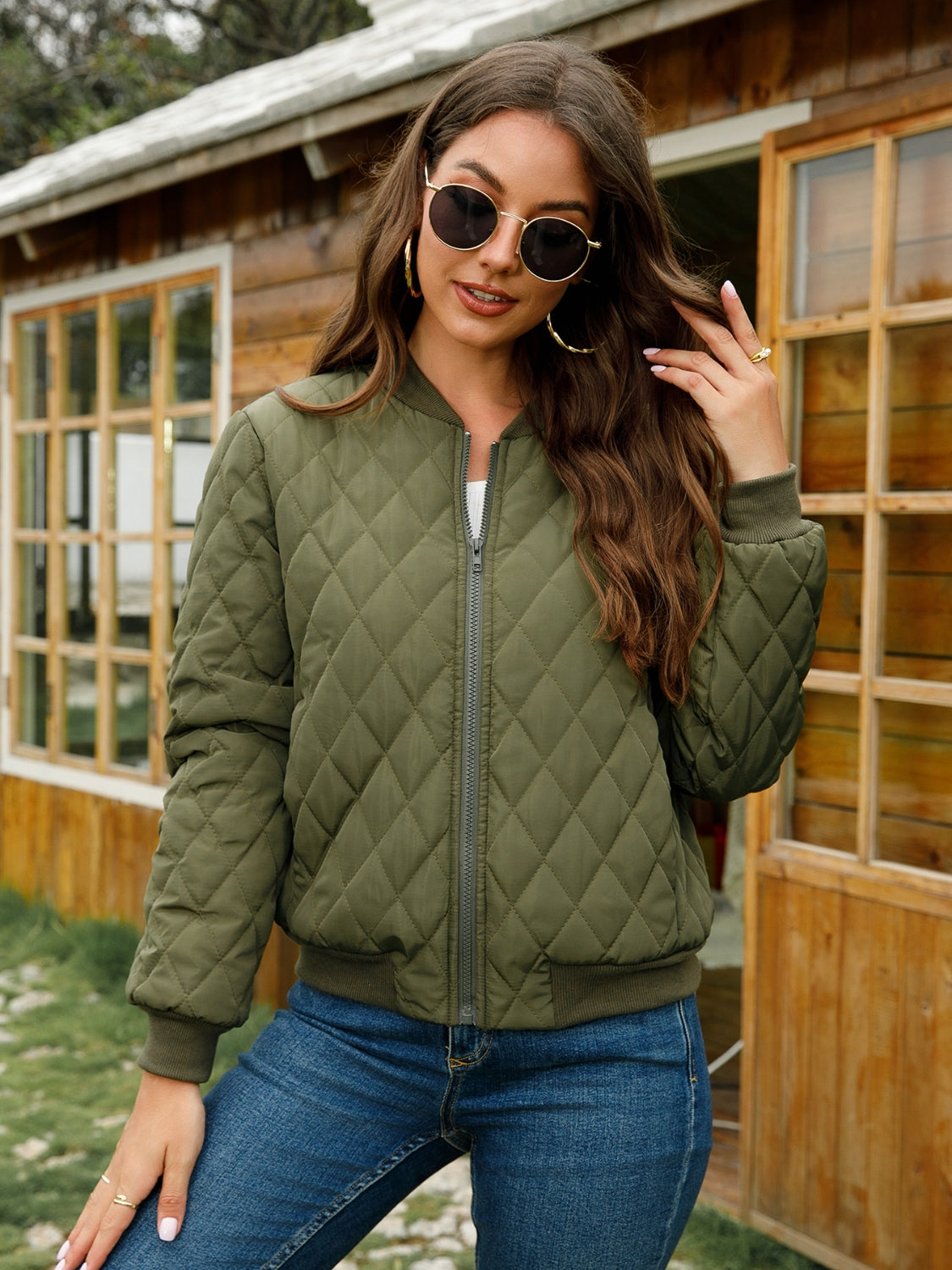 True Rebel Quilted Bomber Jacket