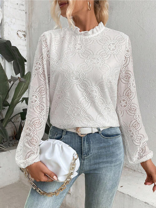 Bianca Floral Lace Balloon Sleeve Blouse