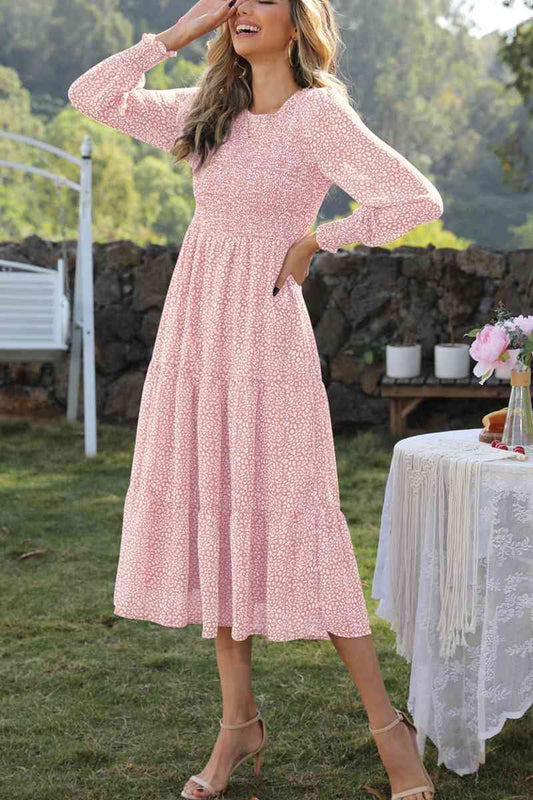 Evelyn Lantern Sleeve Midi Dress