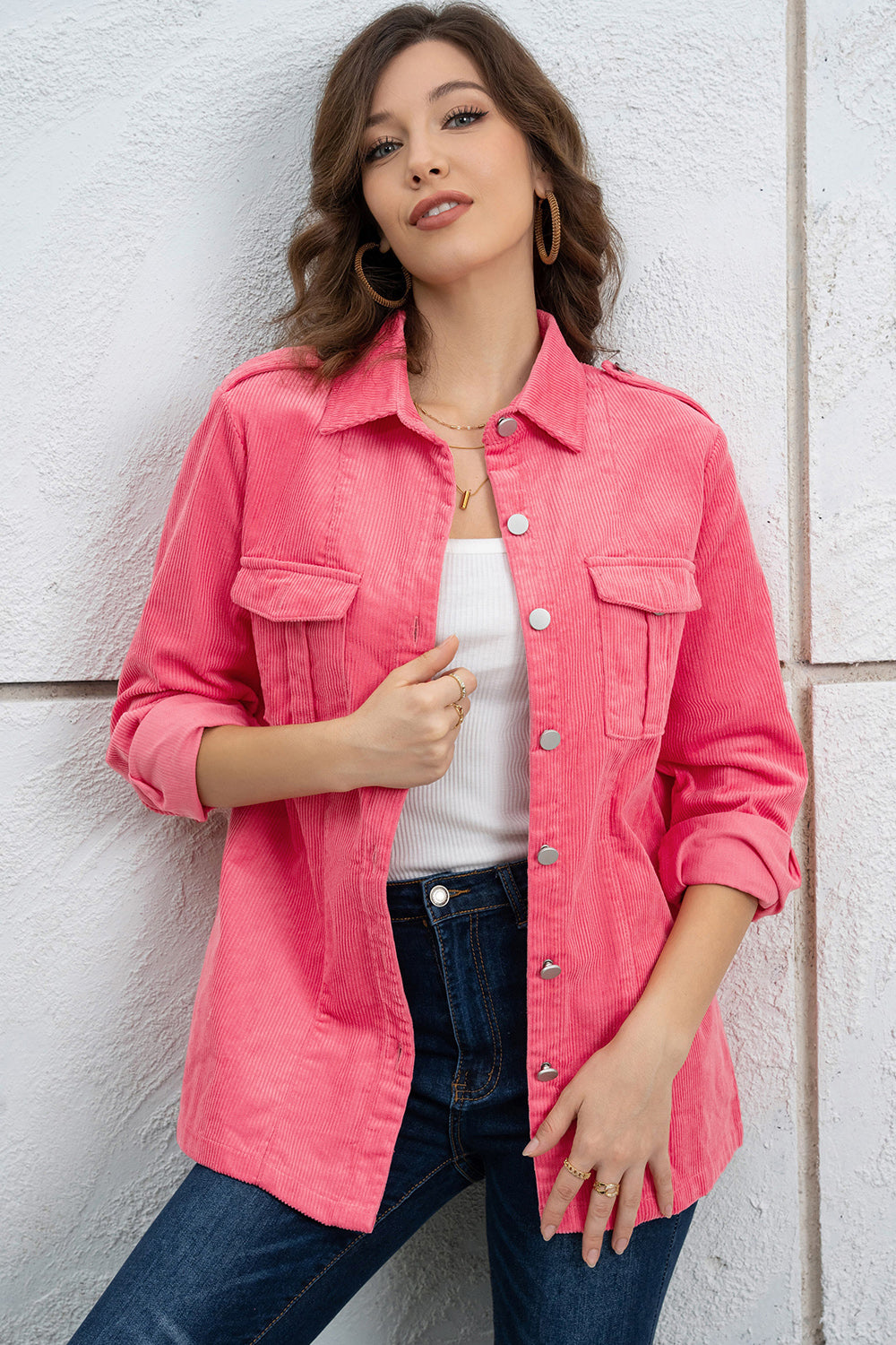 Celia Button Down Collared Shacket