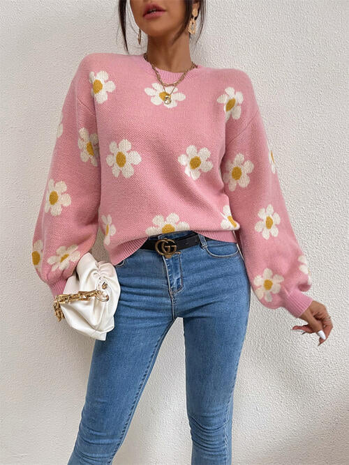 Luna Flower Lantern Sleeve Sweater