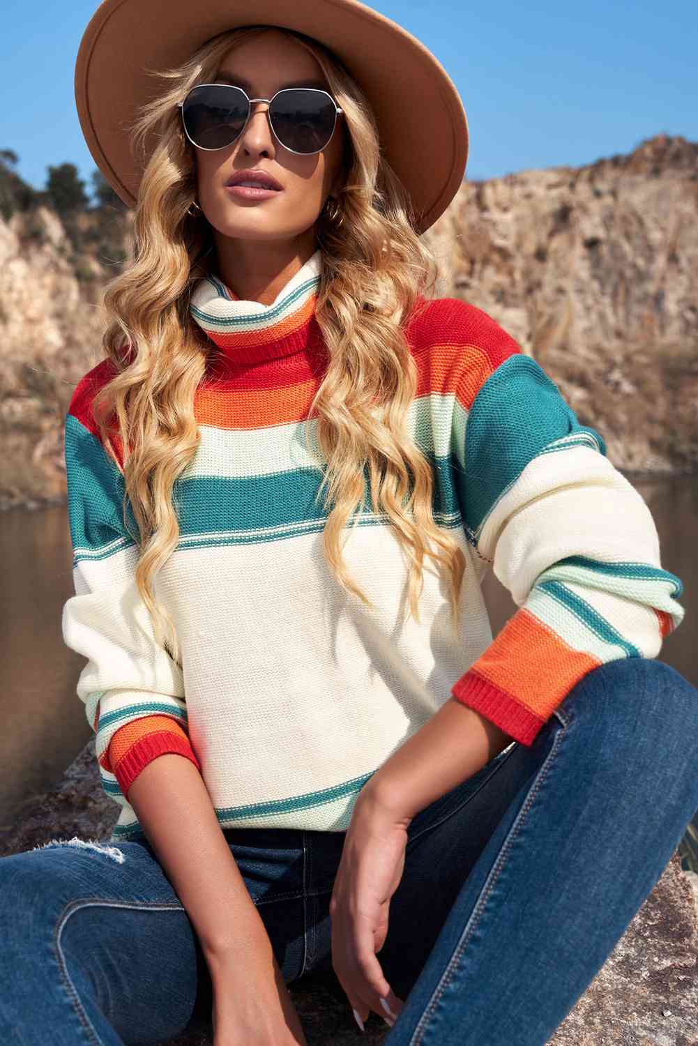 Casey Striped Turtleneck Sweater