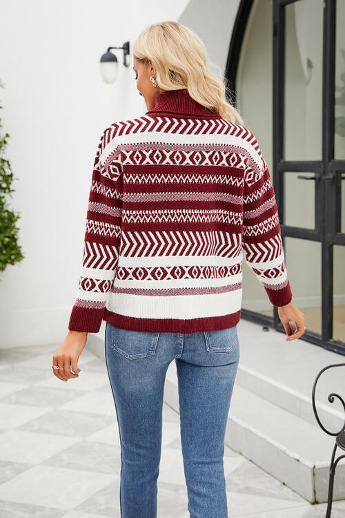 Season's Greetings Turtleneck Long Sleeve Sweater