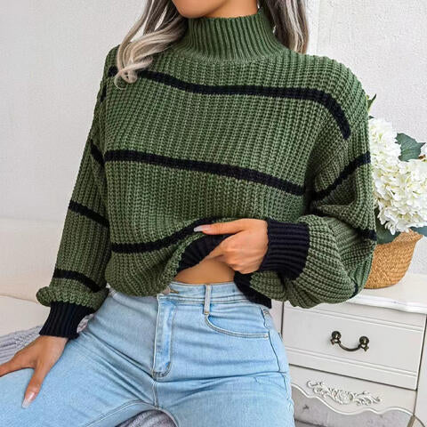 Makayla Striped Mock Neck Sweater