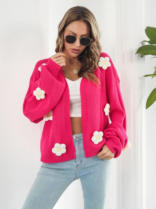 Bloom Floral Open Front Long Sleeve Cardigan