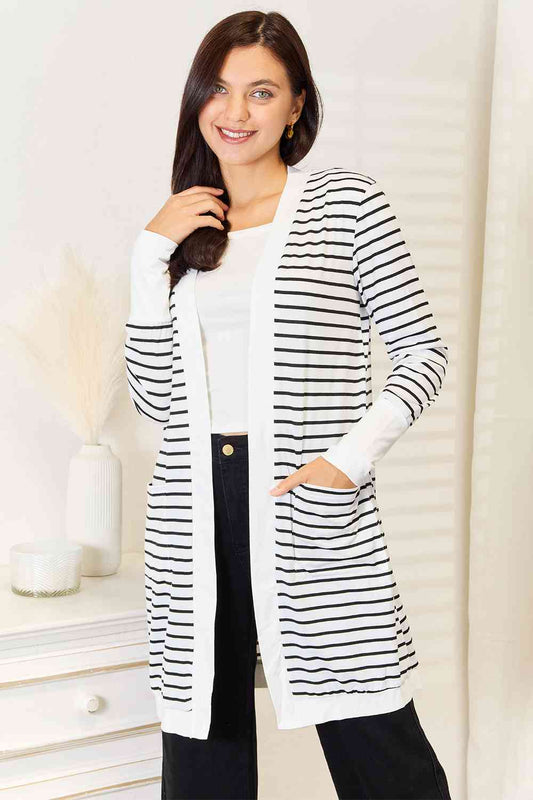 Selene Striped Open Front Longline Cardigan