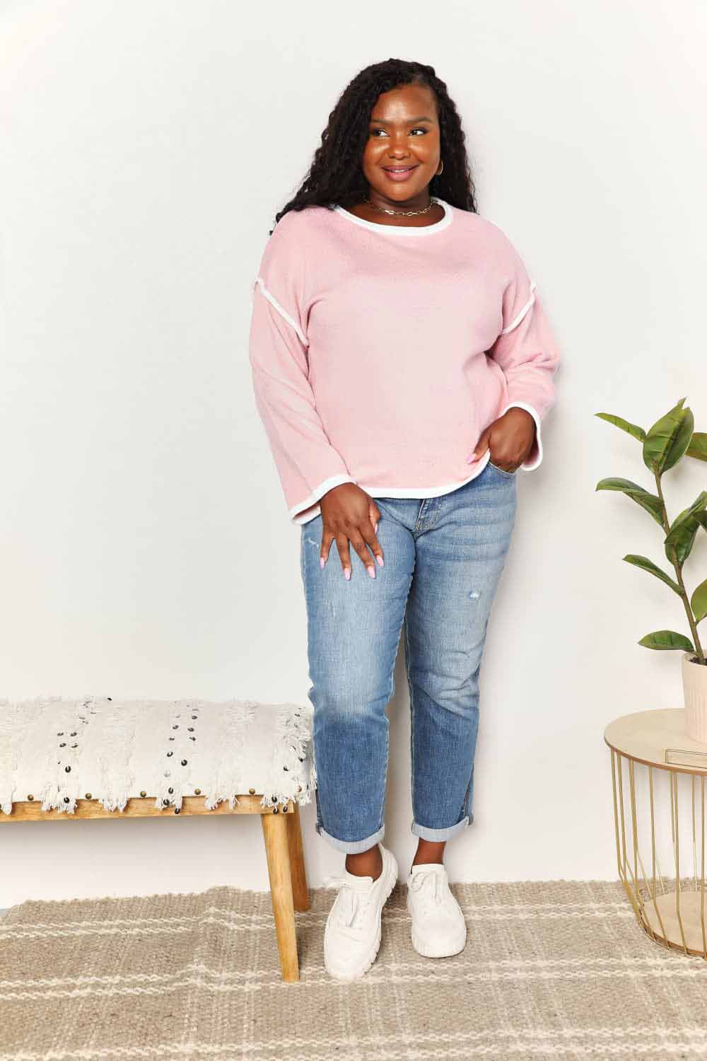 Tiana Contrast Detail Knit Top