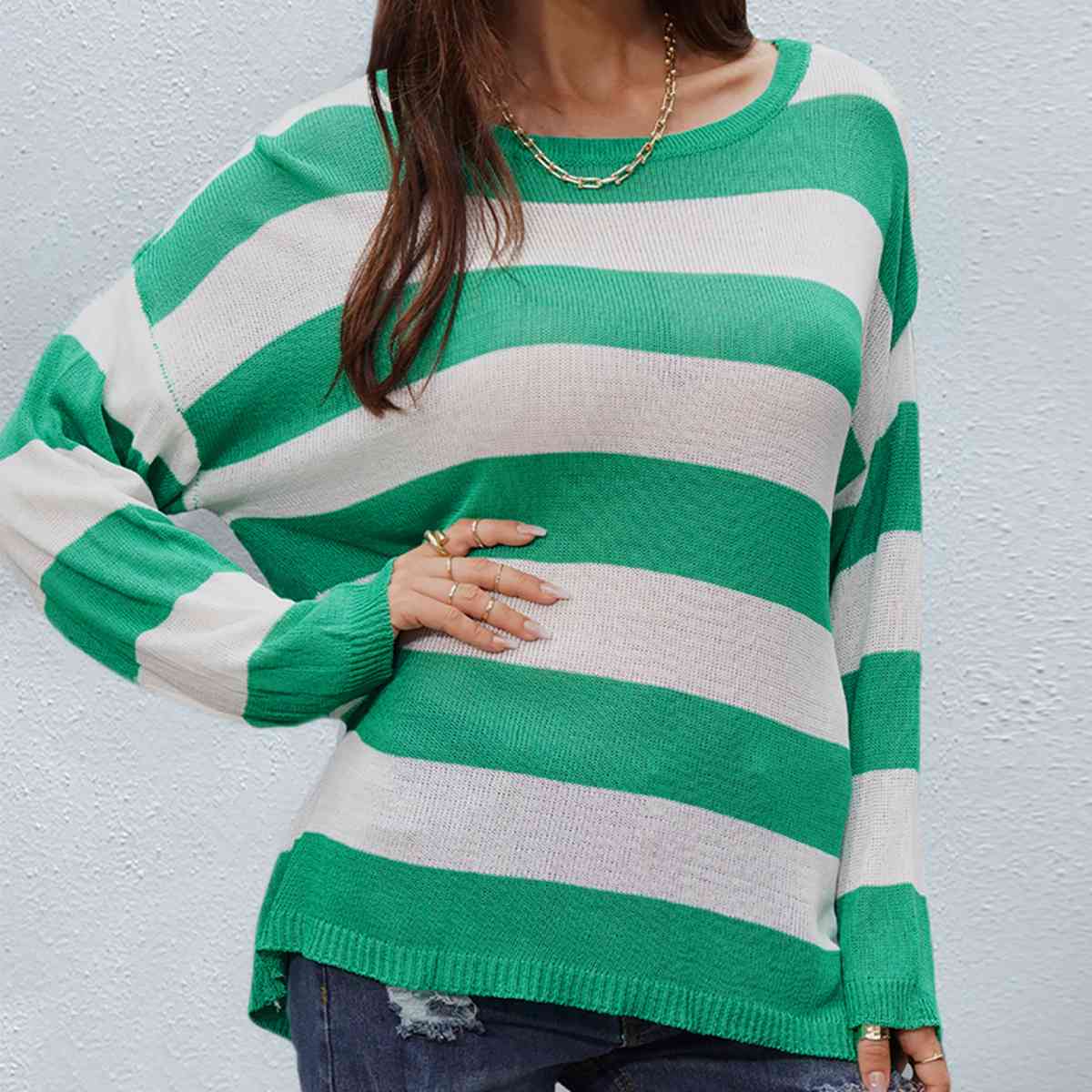 Livia Striped Boat Neck Sweater