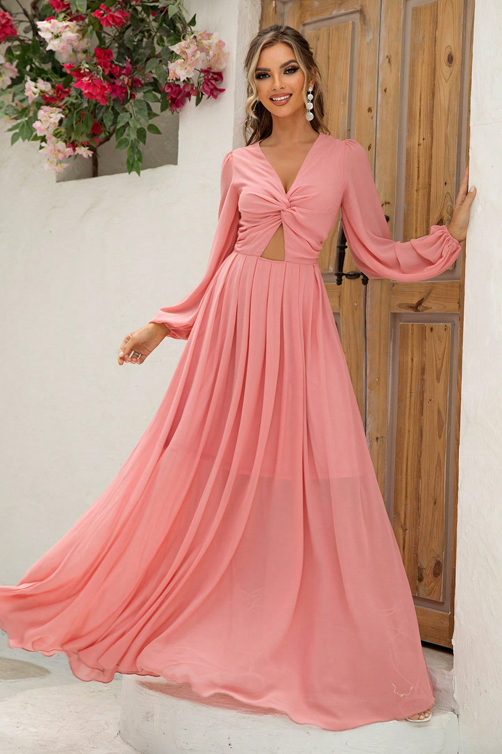 Royal Affair Twist Front Cutout Maxi Dress