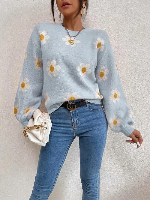 Luna Flower Lantern Sleeve Sweater