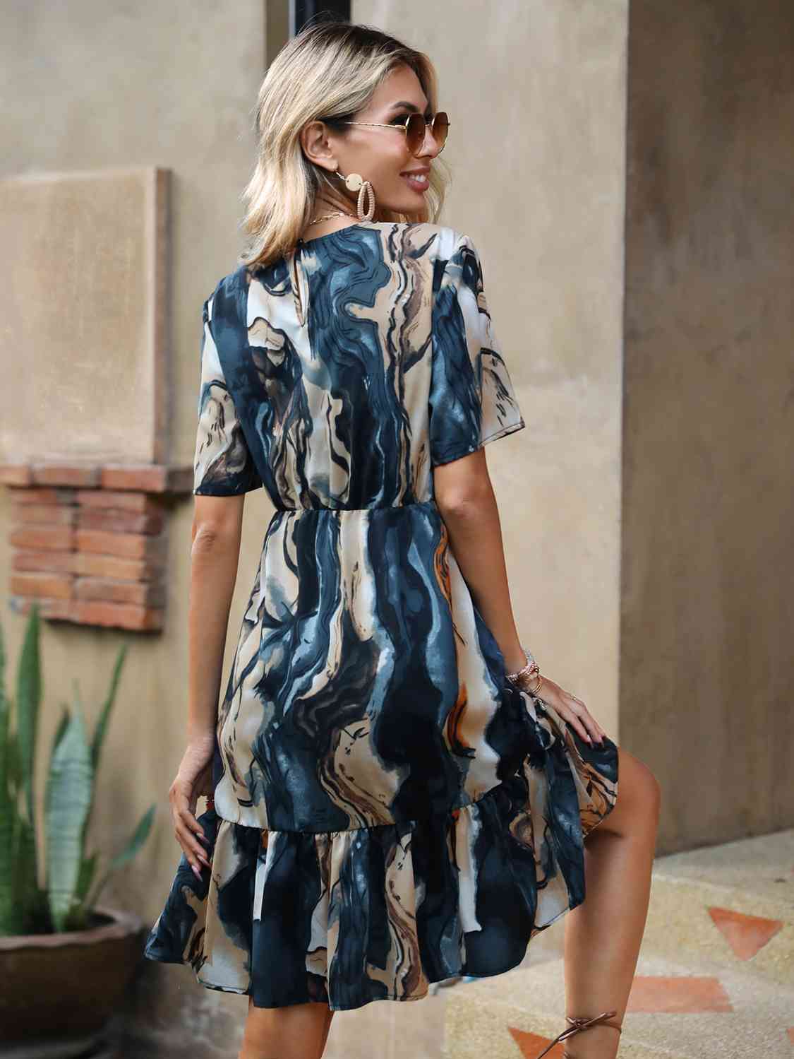 Nyla Tie-Dye Ruffle Hem Dress