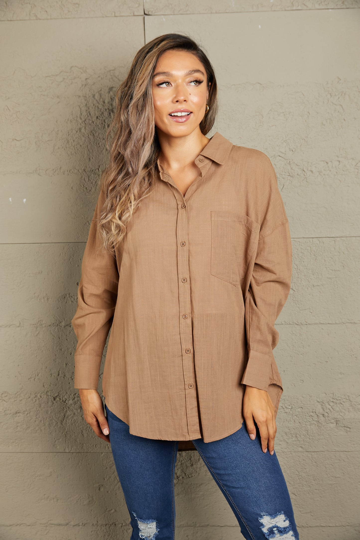 Estelle Collared High-Low Shirt