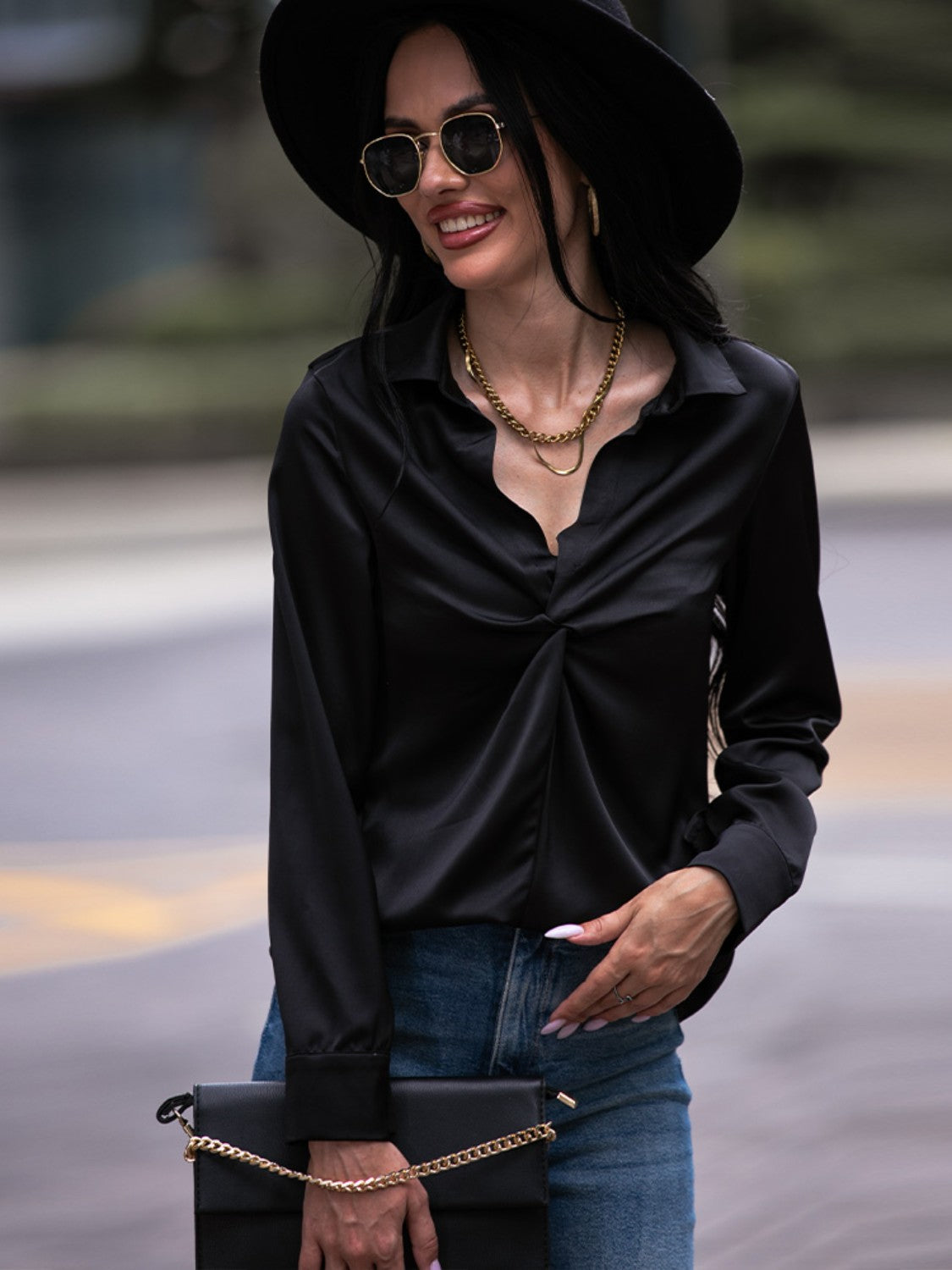 Never Give Up Front Twist Blouse
