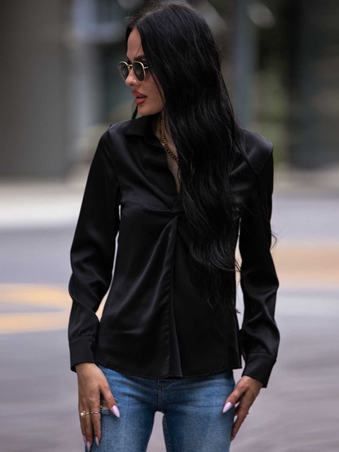 Never Give Up Front Twist Blouse
